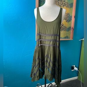 Free people dress trapeze voile. Army green. Size medium.